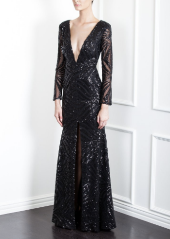 Sequin Deco Plunge Gown
