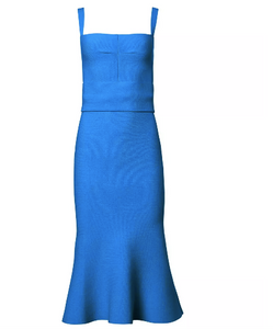 Crepe Knit Bralette Dress - Blue