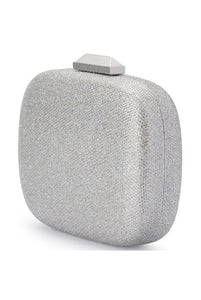 MISTY METALLIC ROUNDED CLUTCH - SILVER - Style Theory
