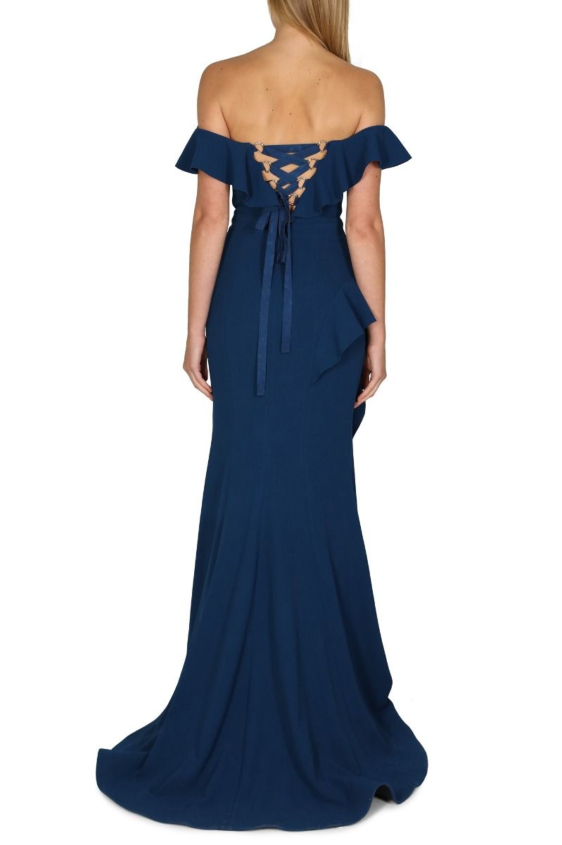Aegean Off Shoulder Gown - Blue