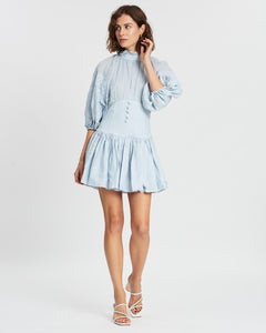 KIRRILY LINEN COTTON DRESS IN GLACIAL BLUE - Style Theory
