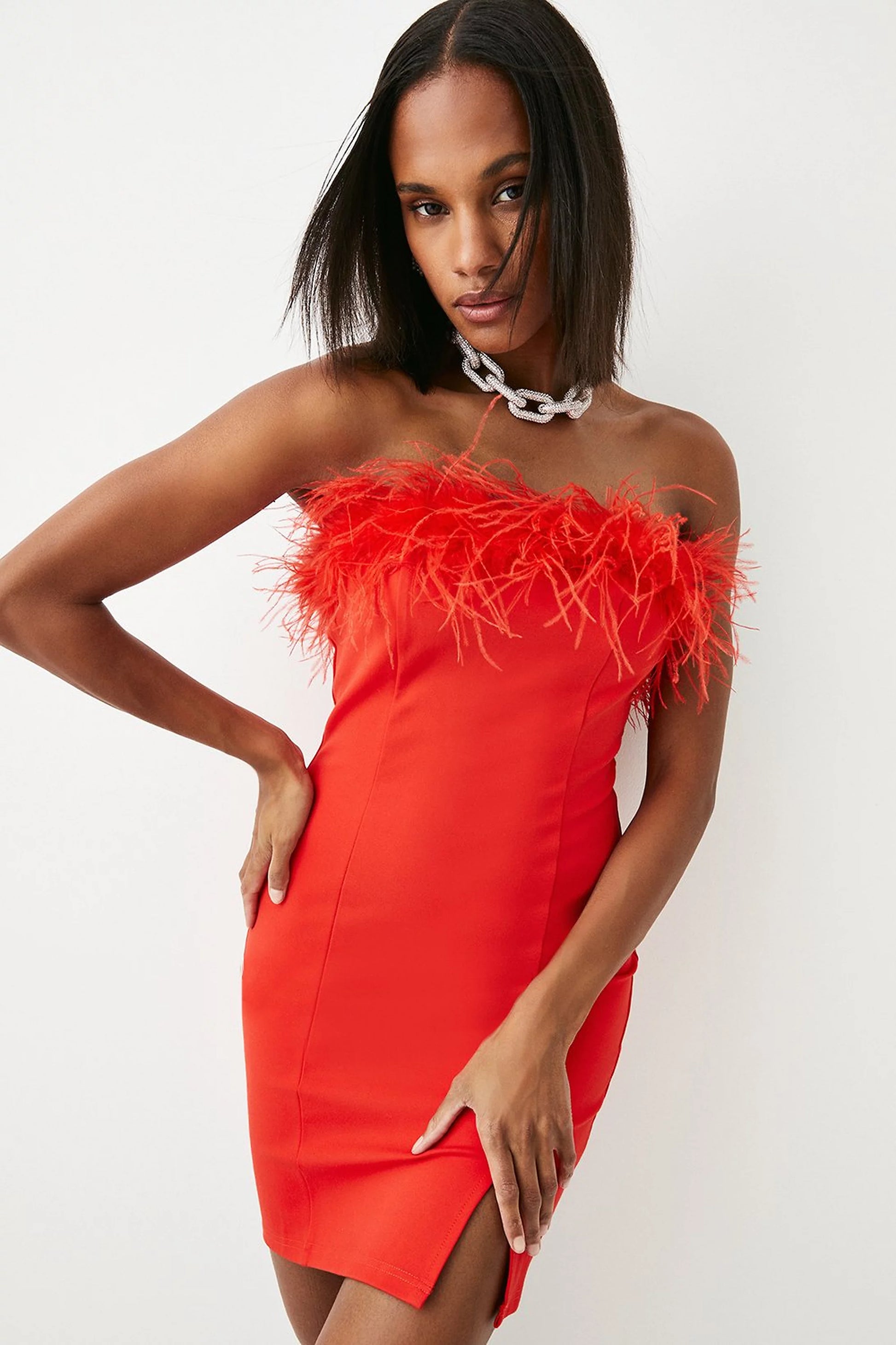Feather & Ponte Bandeau Mini Dress - Style Theory