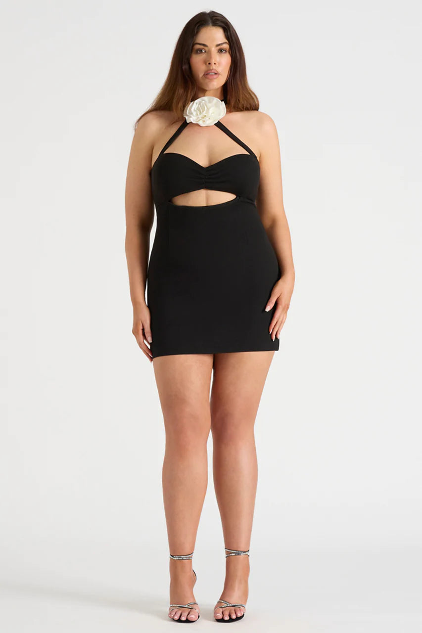 THE FLOWER MINI DRESS - Black - Style Theory