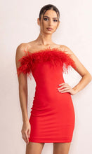Load image into Gallery viewer, Feather &amp; Ponte Bandeau Mini Dress - Style Theory