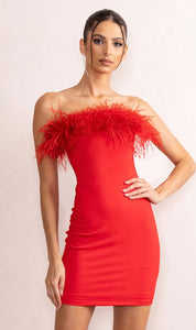 Feather & Ponte Bandeau Mini Dress - Style Theory