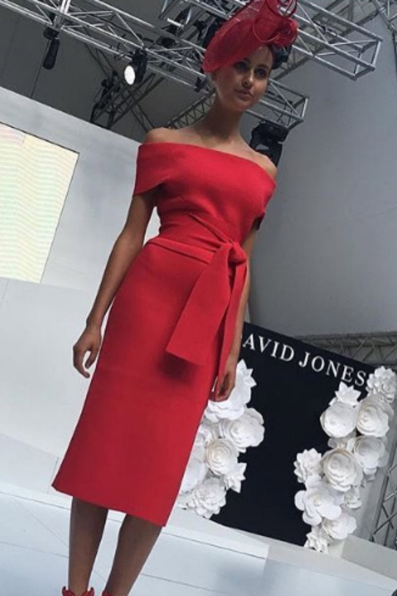 SUPER MILANO COLD SHOULDER DRESS - RED