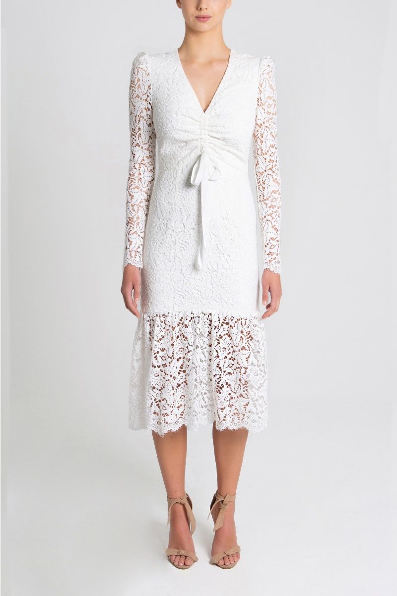 RUCHED DRESS - White