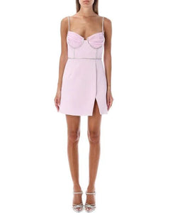 Crystal-embellished crepe and ruched chiffon mini dress - Style Theory