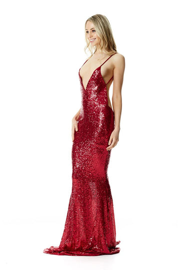 Yassmine Mermaid Gown - Wine Red