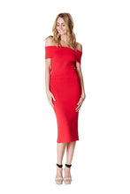 Load image into Gallery viewer, SUPER MILANO COLD SHOULDER DRESS - RED