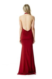 High neck Gown - Wine