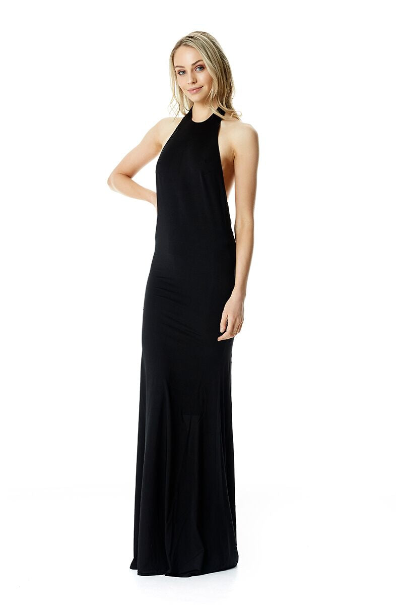 High neck Gown - Black