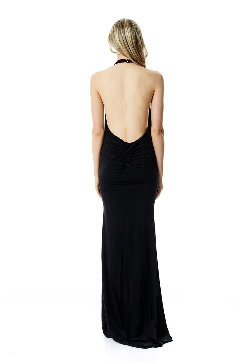 High neck Gown - Black