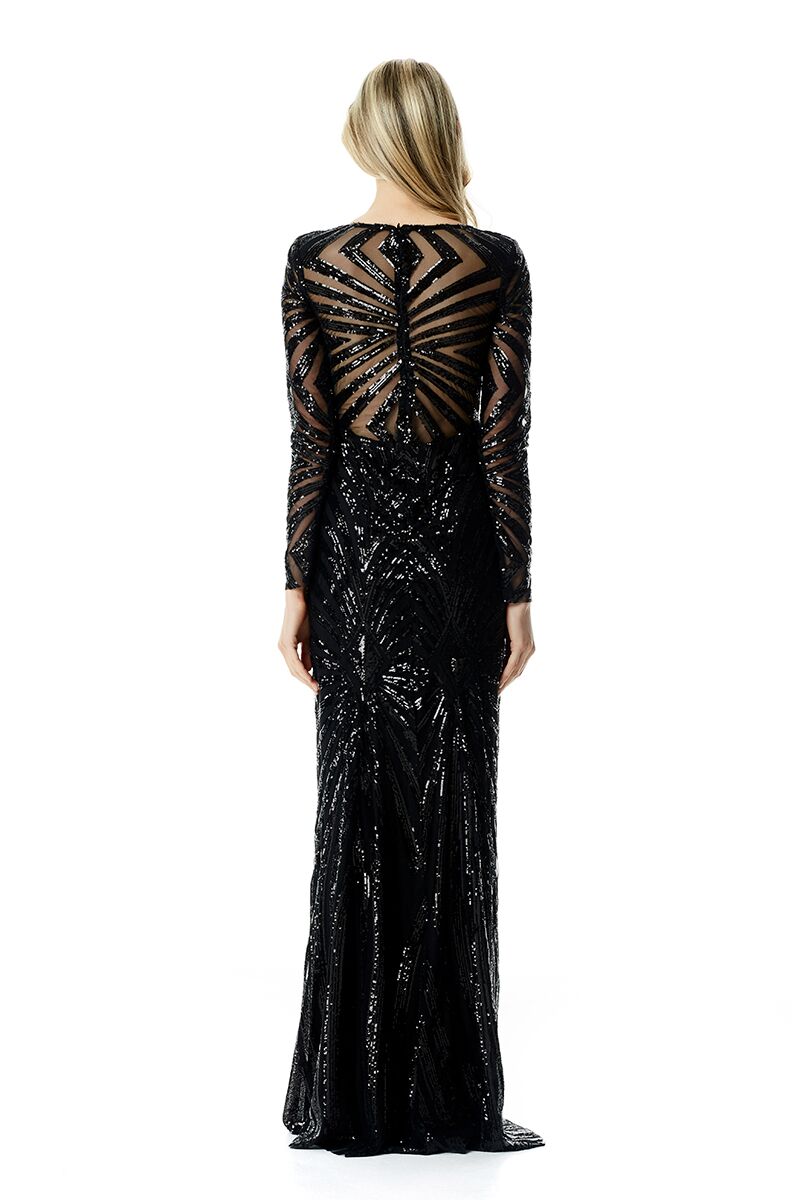 Sequin Deco Plunge Gown